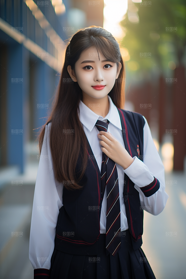 校服人物靓丽学校摄影图