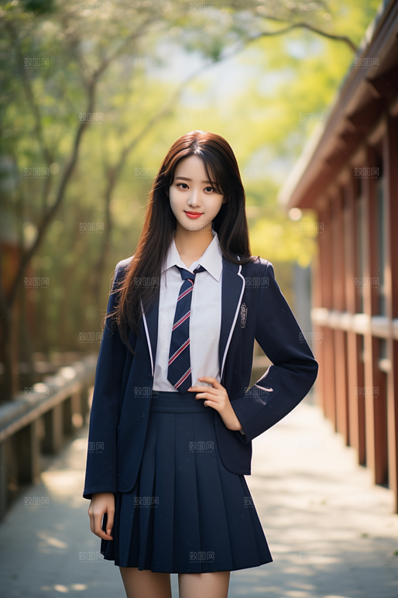 校服人物青春制服摄影图