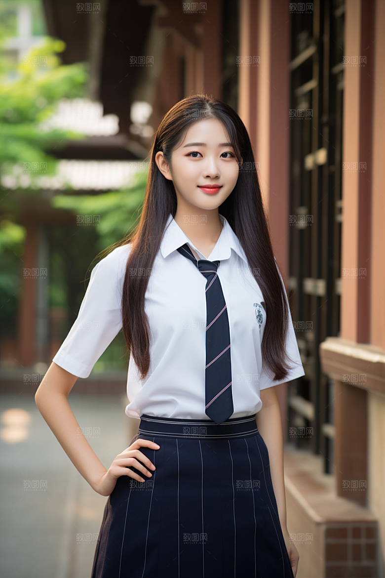 校服人物学生高中摄影图