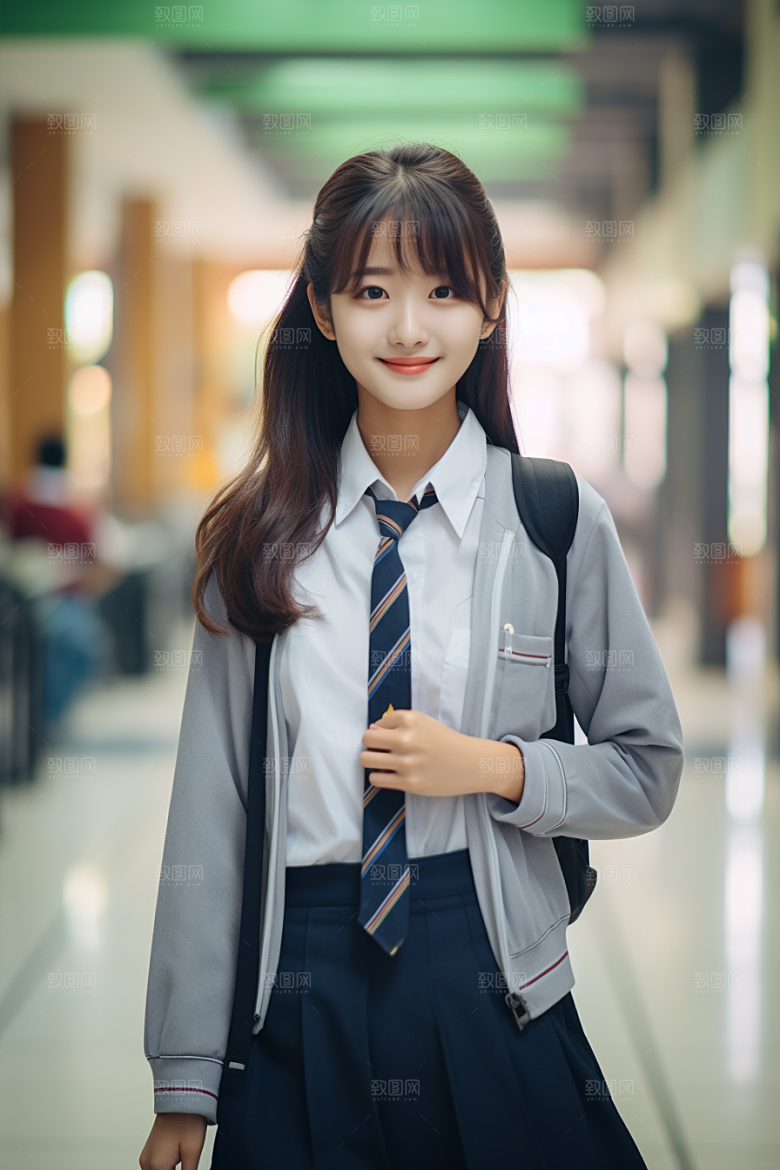 校服人物肖像学生摄影图