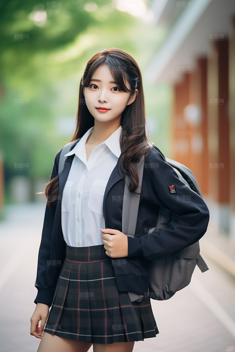 校服人物人像学校摄影图