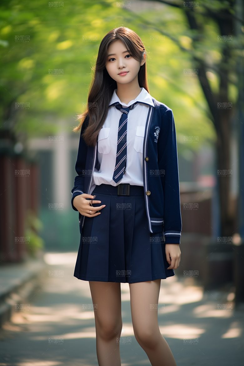校服人物高中清新摄影图