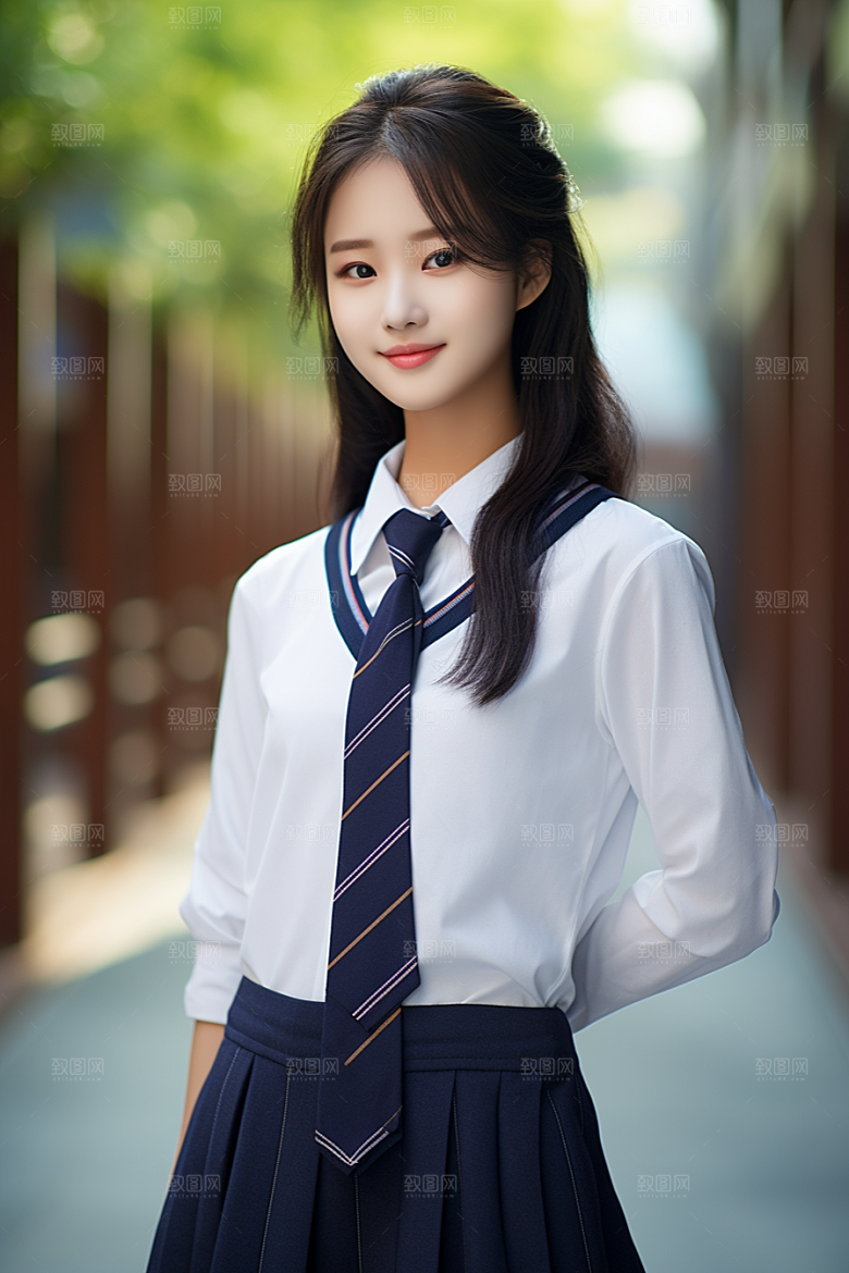 校服人物清新学校摄影图