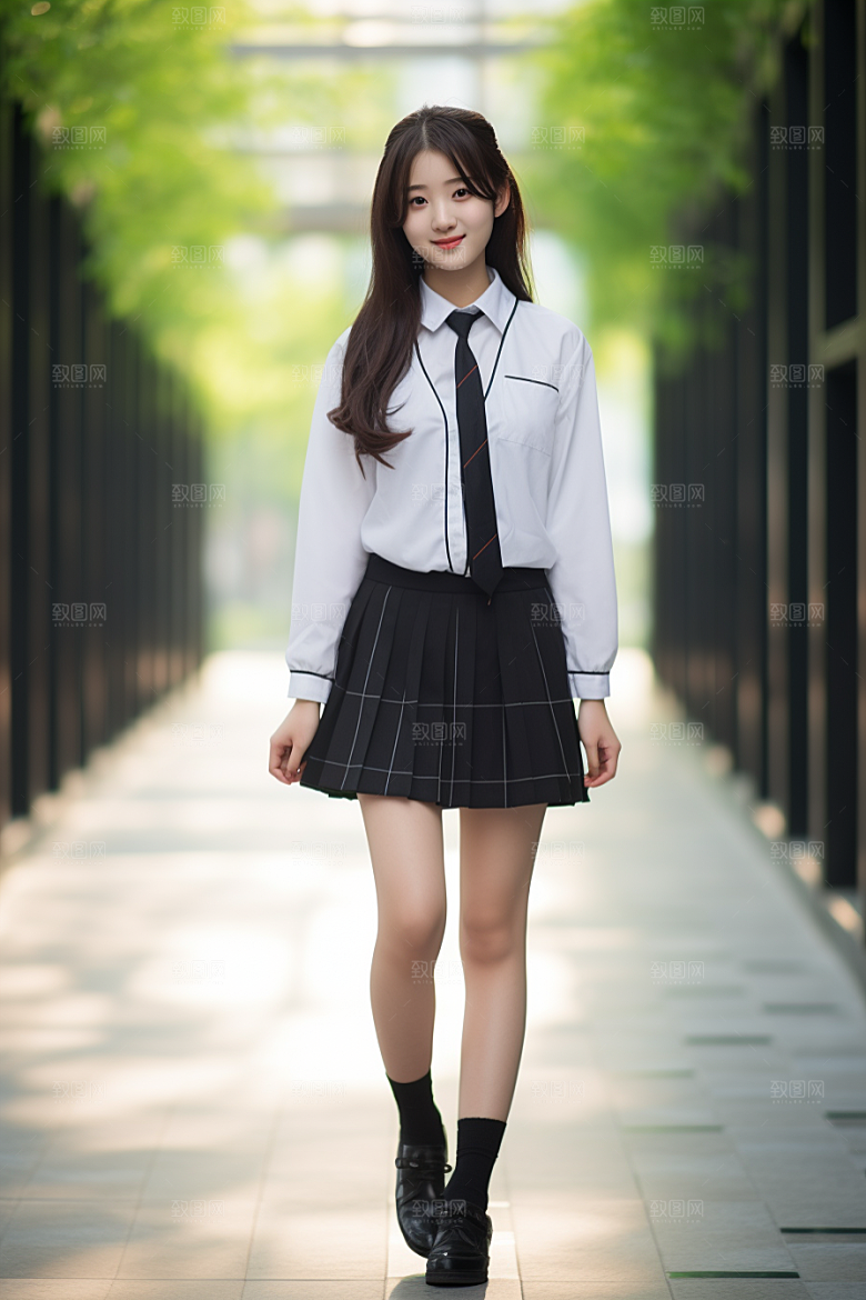 校服人物自然清新摄影图