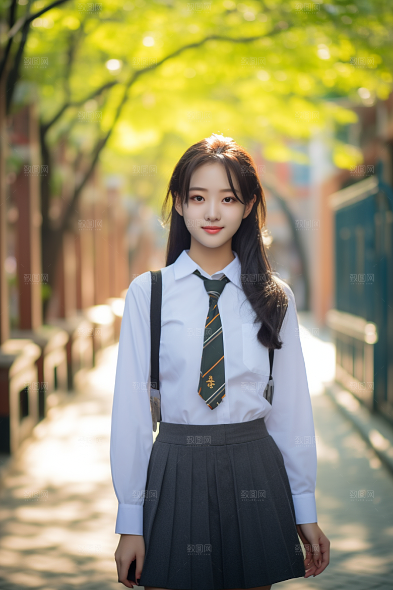 校服人物靓丽自然摄影图