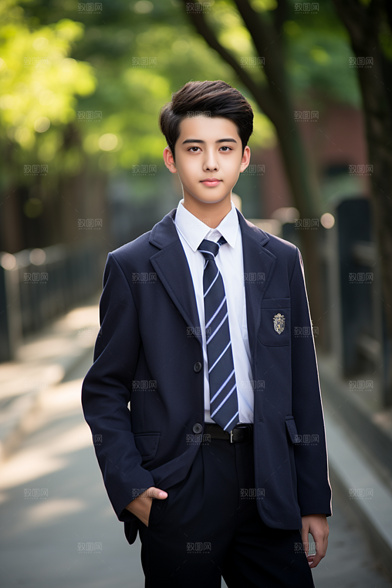 校服人物制服自然摄影图