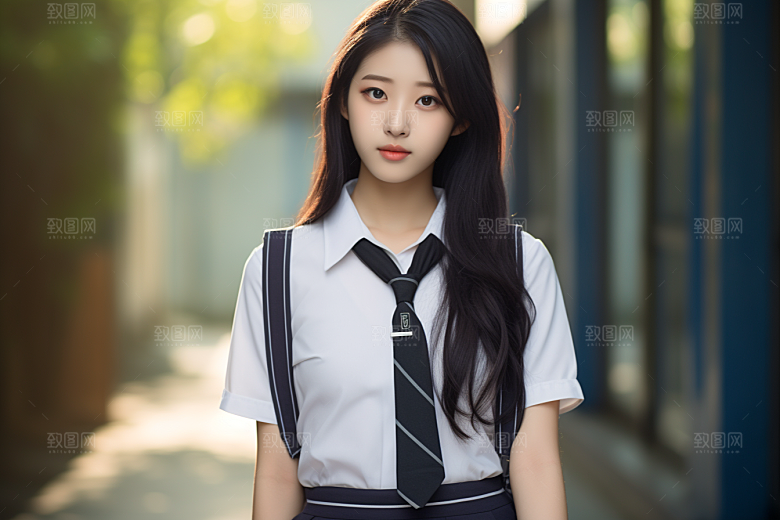 校服人物肖像学生摄影图