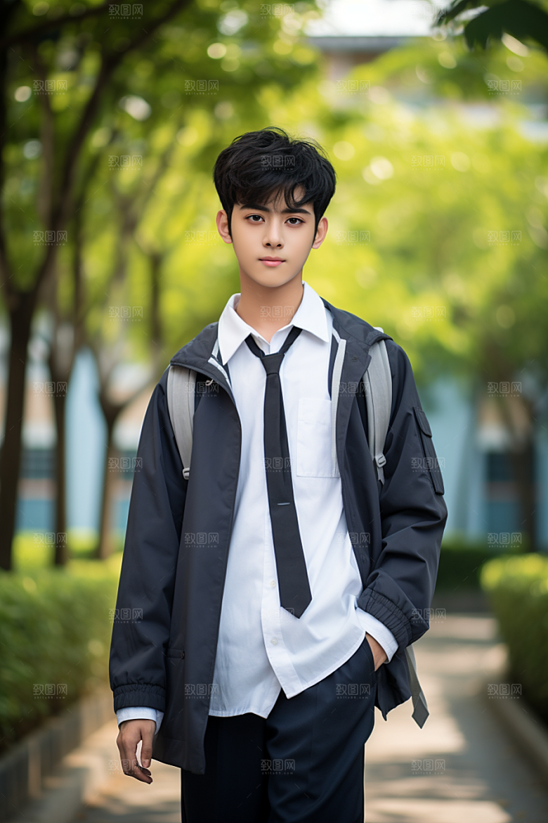 校服人物高清肖像摄影图