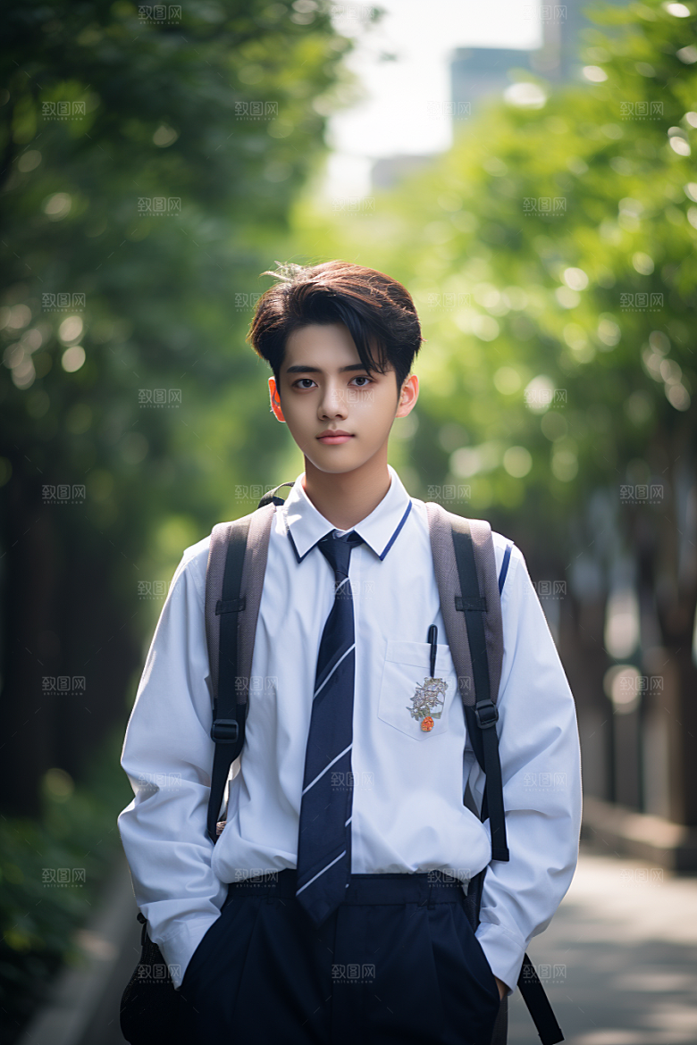 校服人物校园学生摄影图