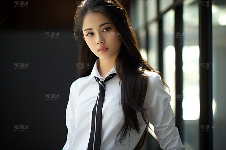 校服人物靓丽肖像摄影图