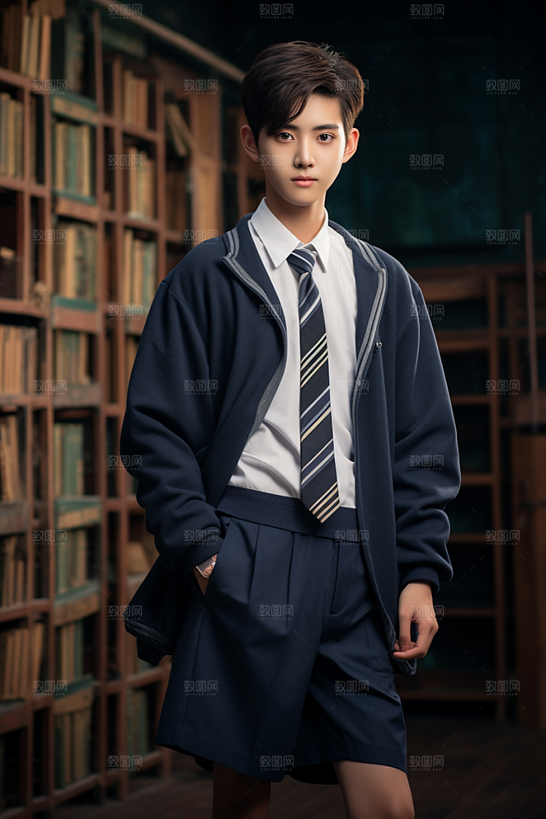 校服人物靓丽清新摄影图