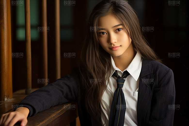 校服人物学生校园摄影图