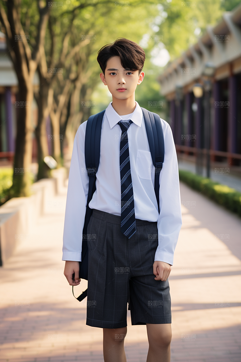 校服人物学校校园摄影图