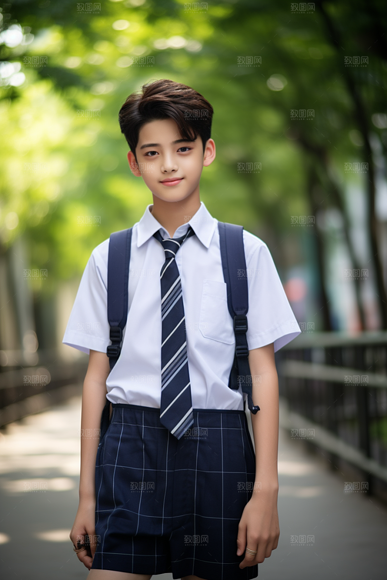 校服人物学校清新摄影图