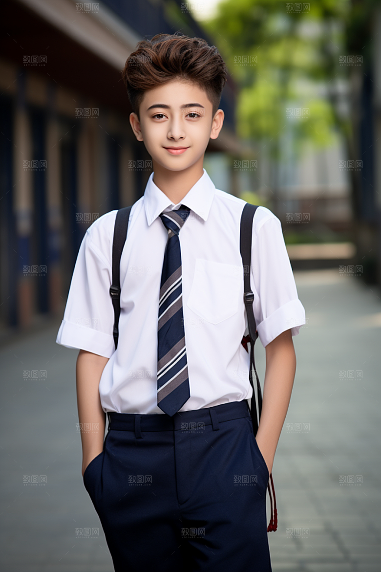 校服人物自然清新摄影图