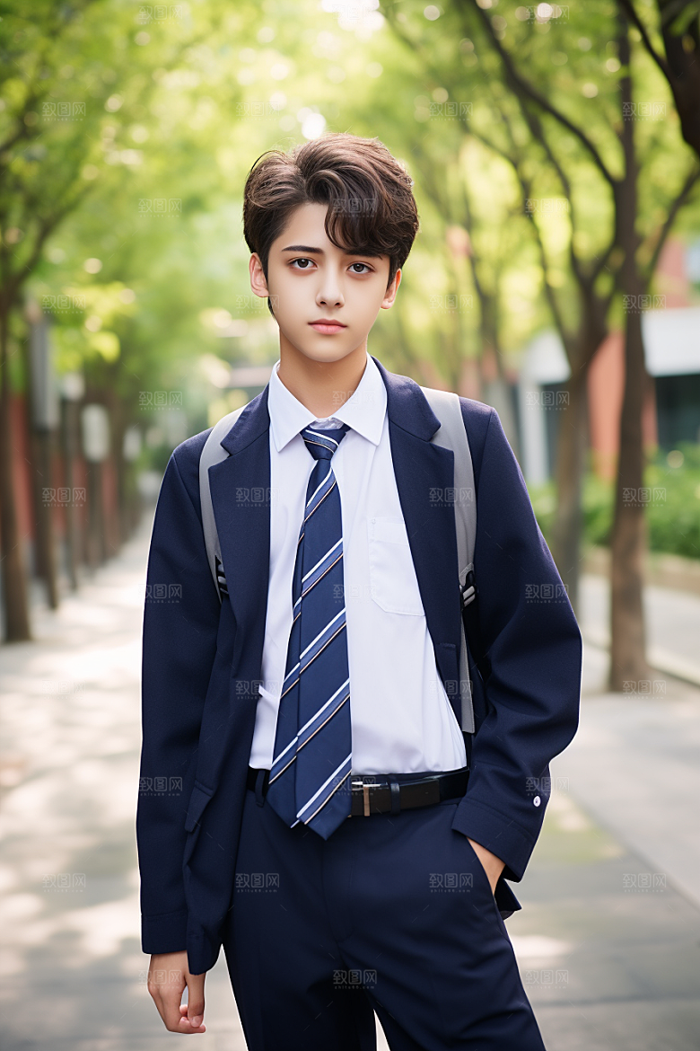 校服人物学校高中摄影图