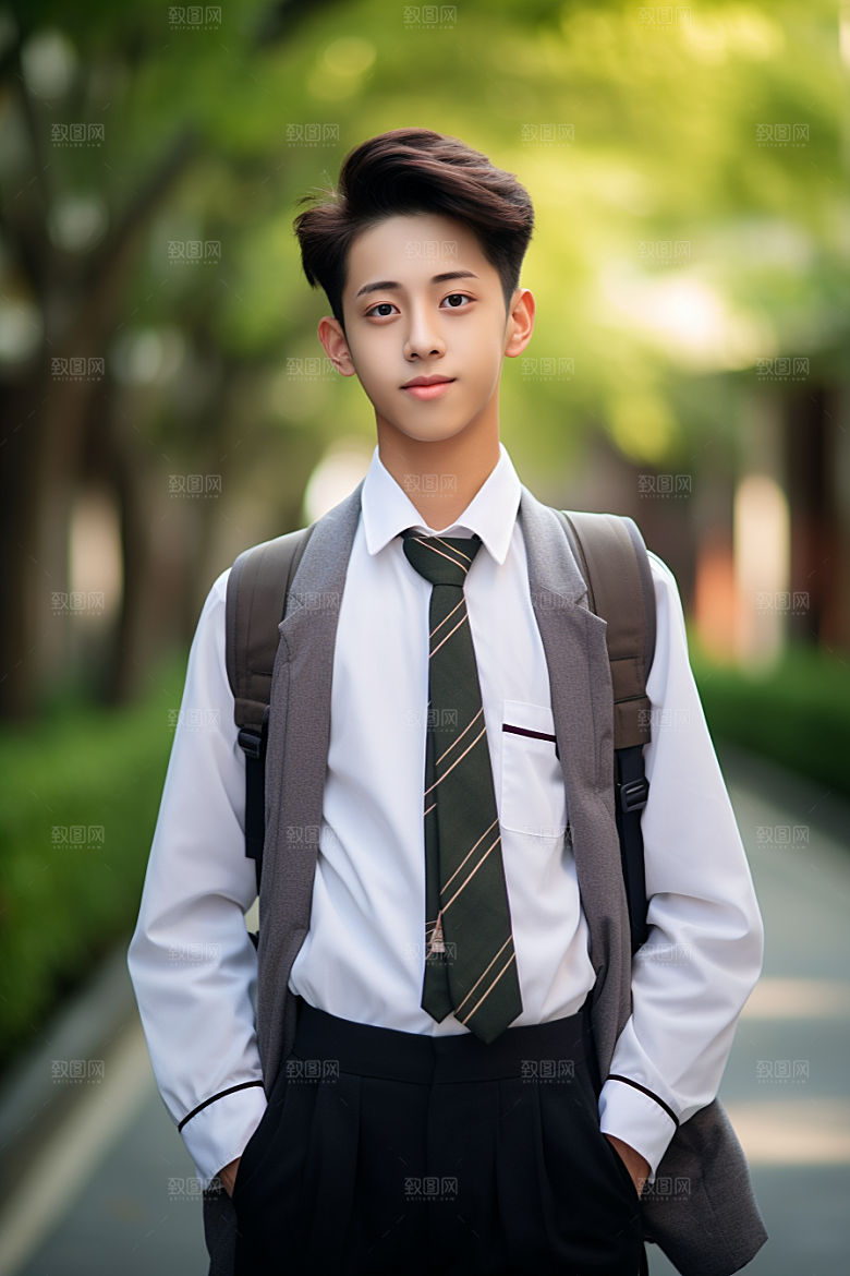 校服人物学生自然摄影图