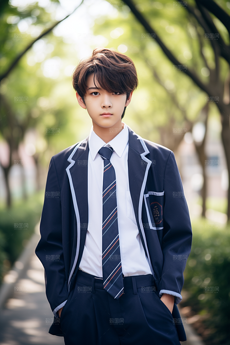 校服人物青少年学校摄影图