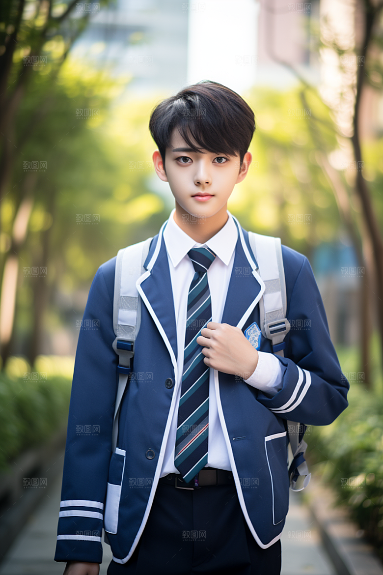 校服人物清新靓丽摄影图