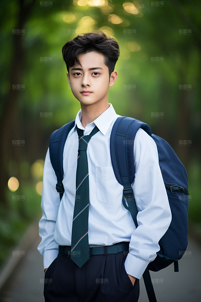 校服人物青少年制服摄影图