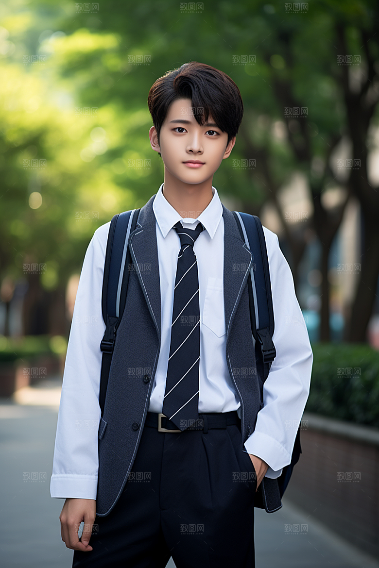 校服人物青少年自然摄影图