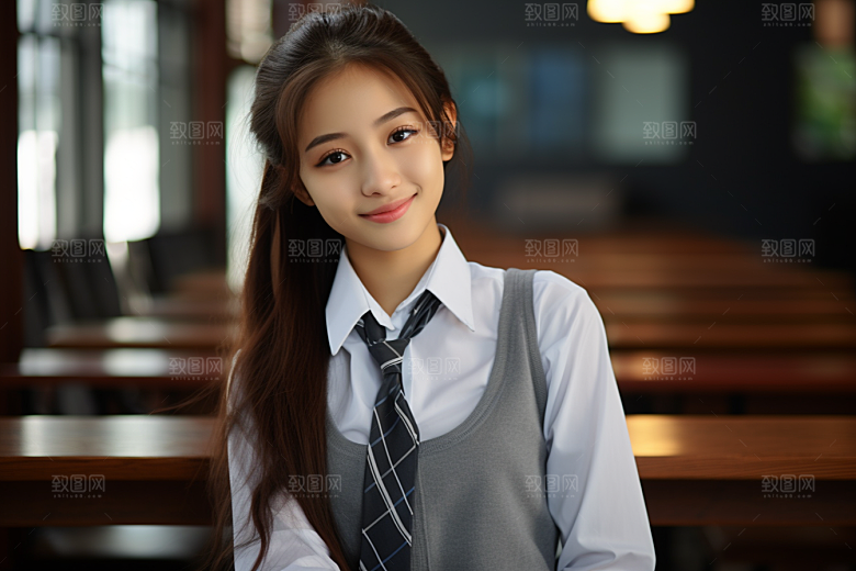 校服人物青少年高中摄影图