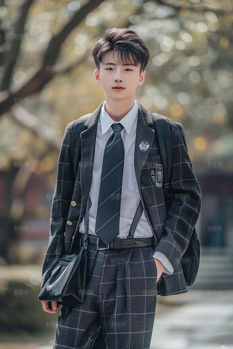校服人物清新学校摄影图