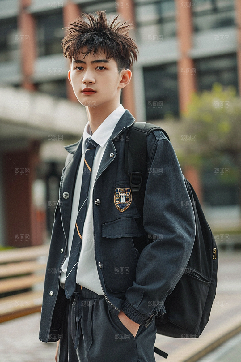 校服人物人像自然摄影图