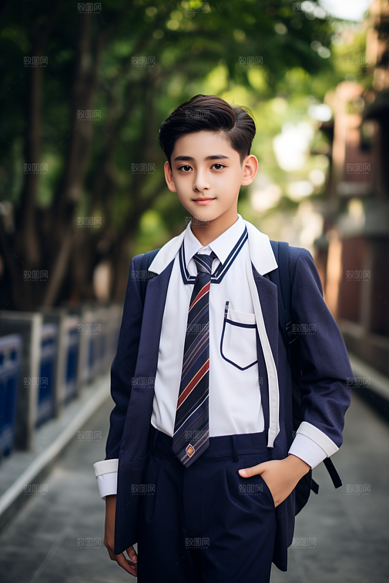 校服人物人像肖像摄影图