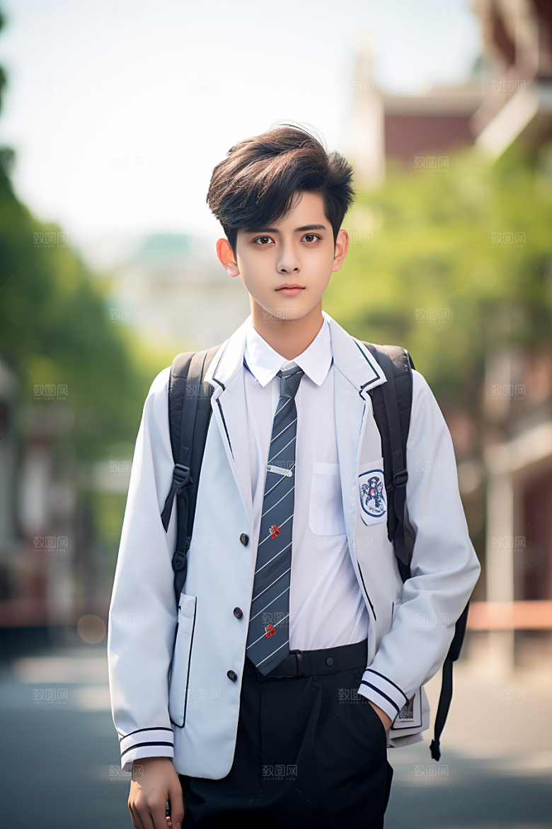 校服人物校园靓丽摄影图