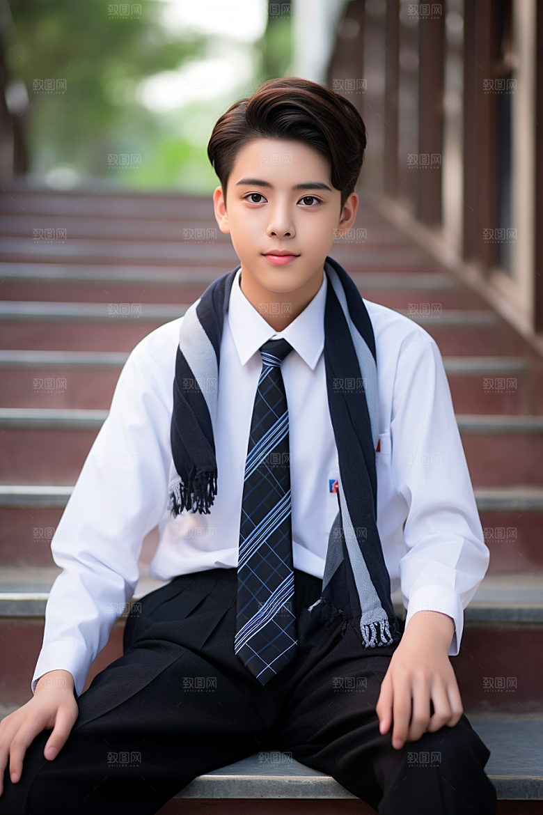 校服人物制服青少年摄影图