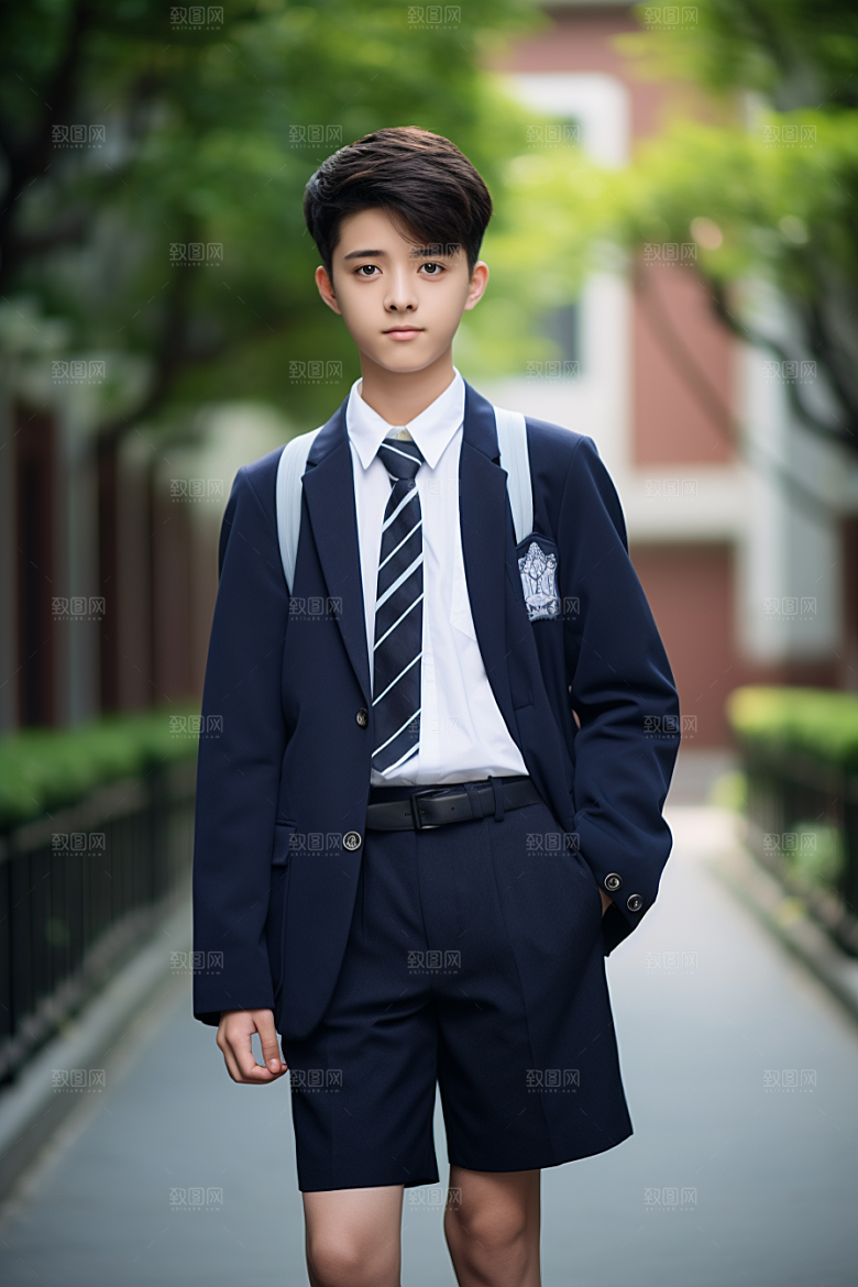 校服人物清新学生摄影图