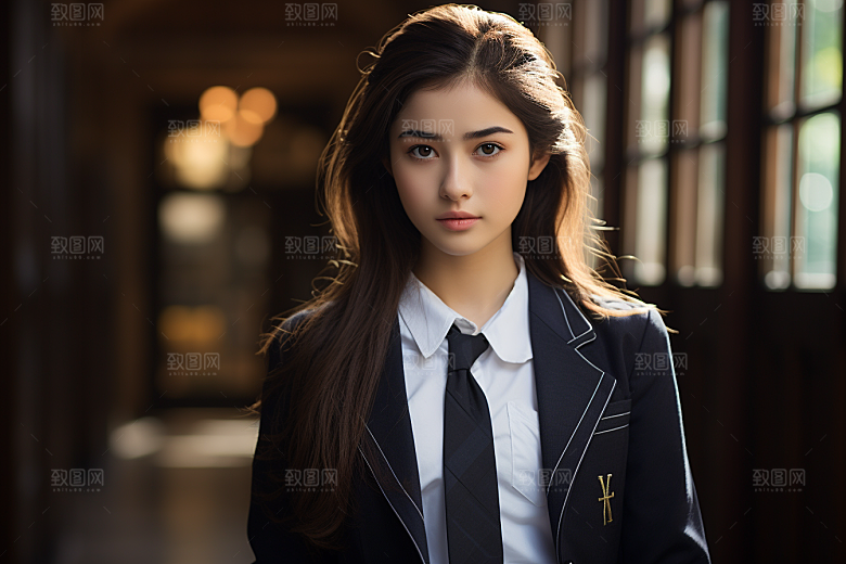 校服人物学生高中摄影图