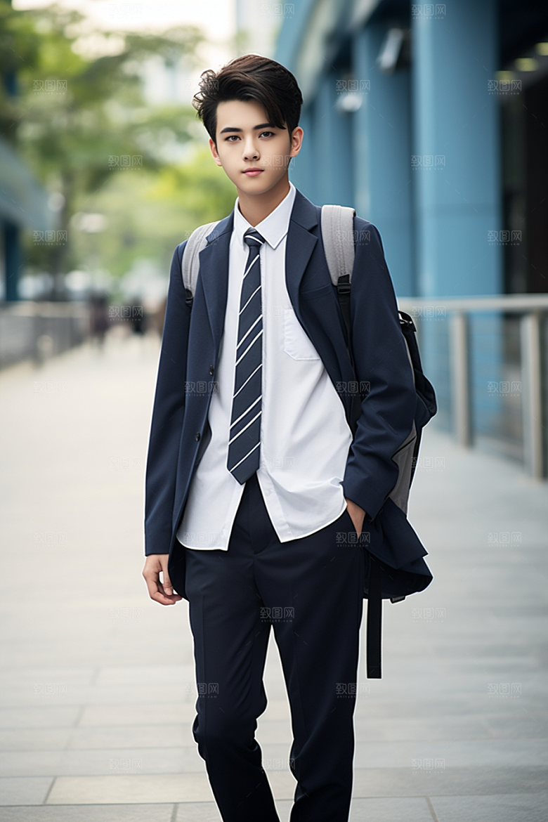 校服人物自然清新摄影图