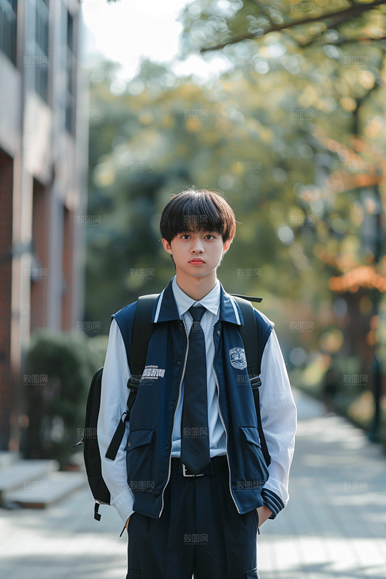 校服人物清新学生摄影图