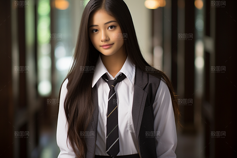 校服人物肖像高清摄影图