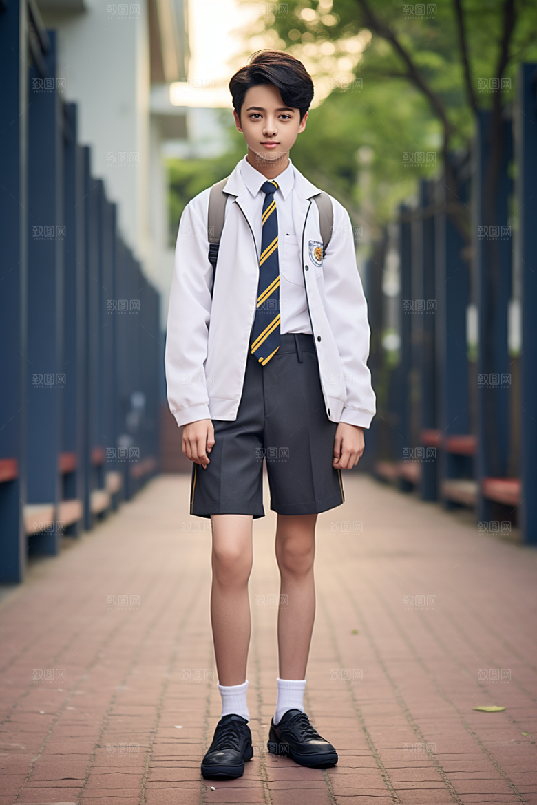 校服人物靓丽肖像摄影图