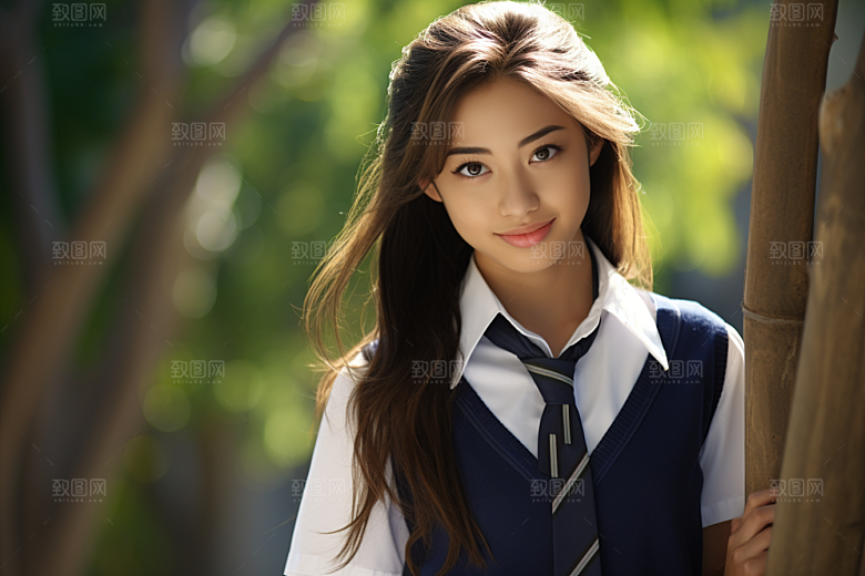 校服人物清新自然摄影图