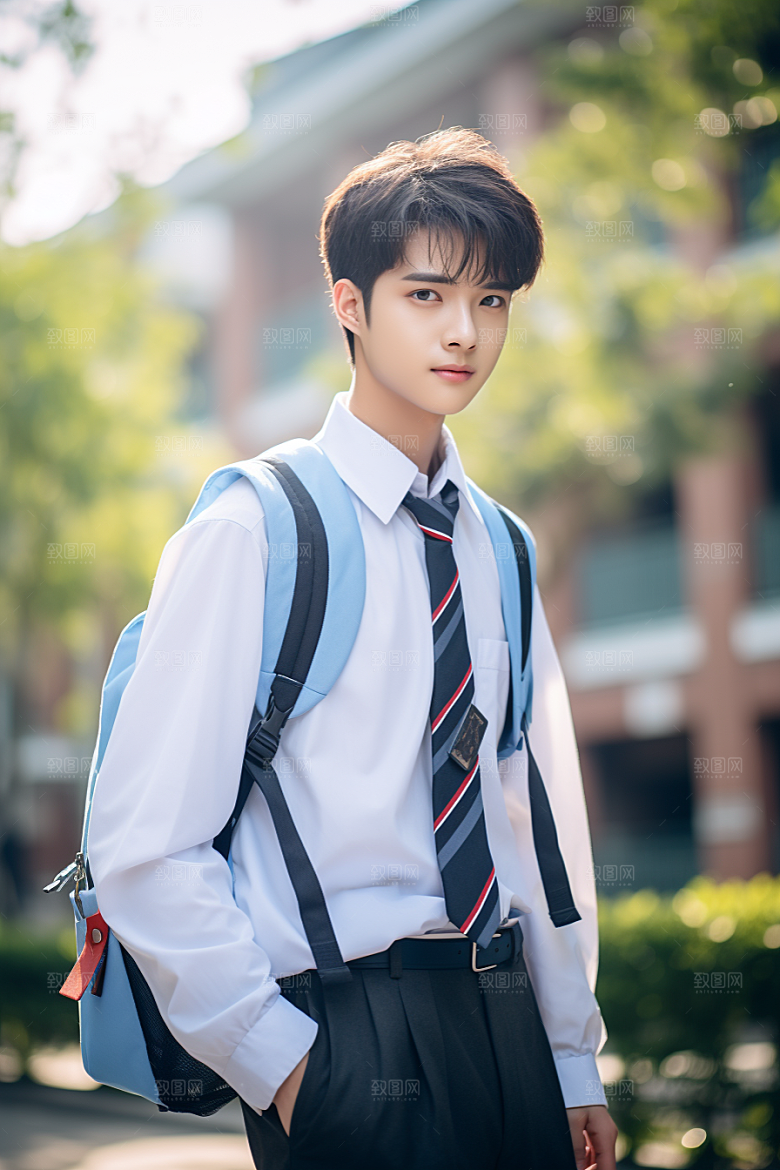 校服人物学校高清摄影图