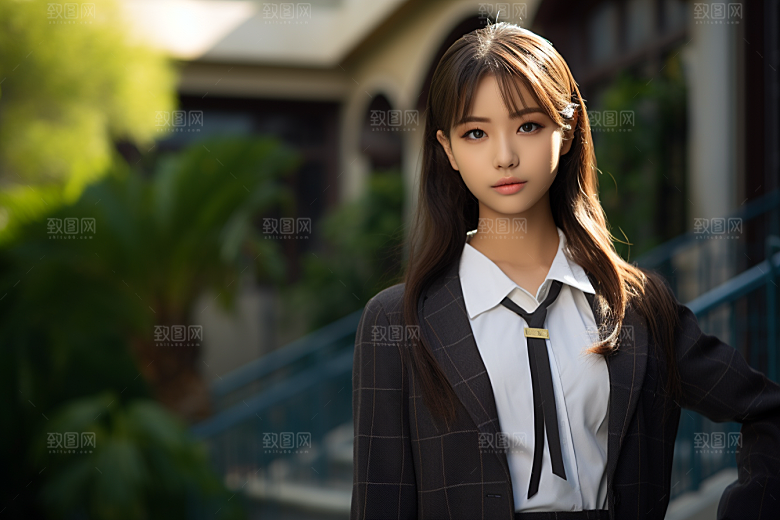 校服人物清新学校摄影图