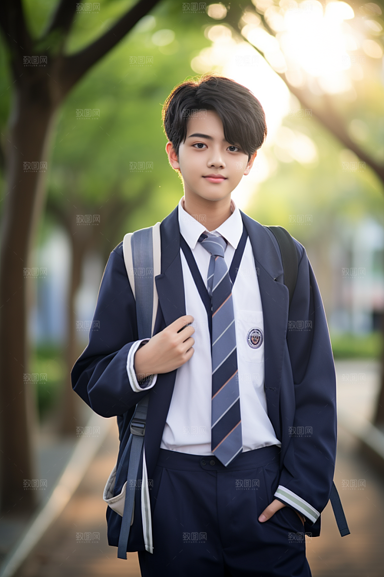 校服人物清新青少年摄影图
