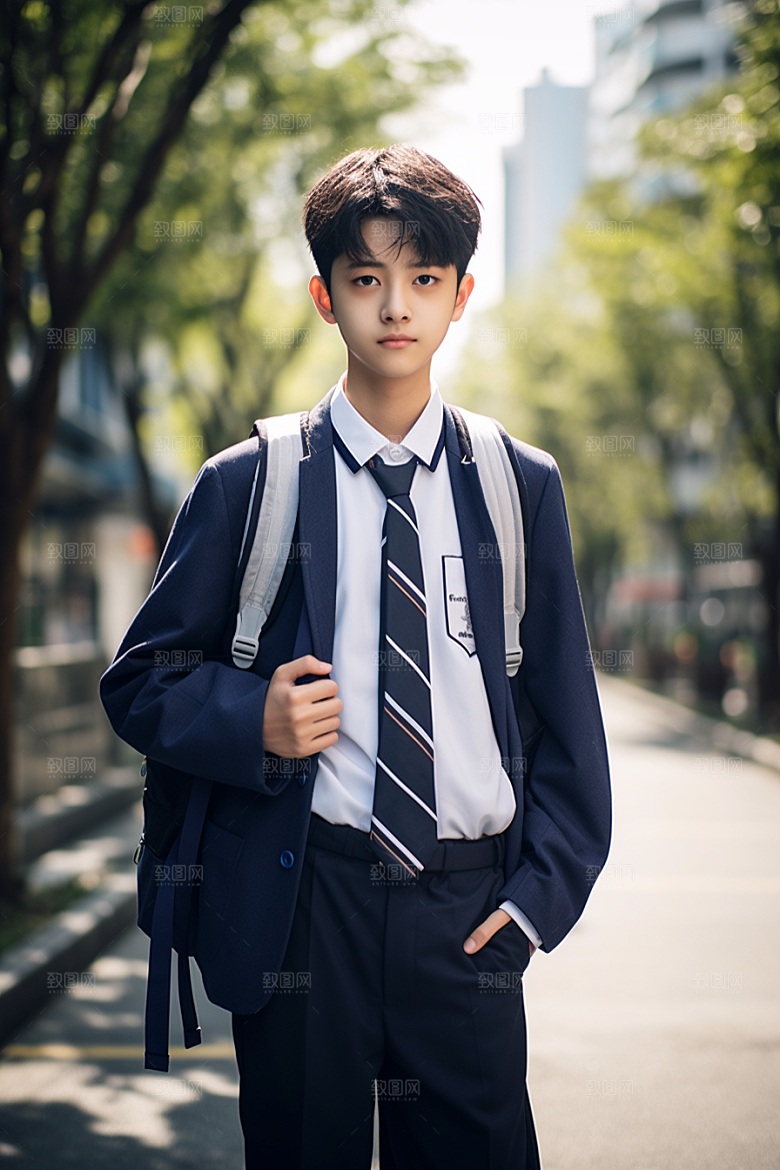 校服人物靓丽高中摄影图