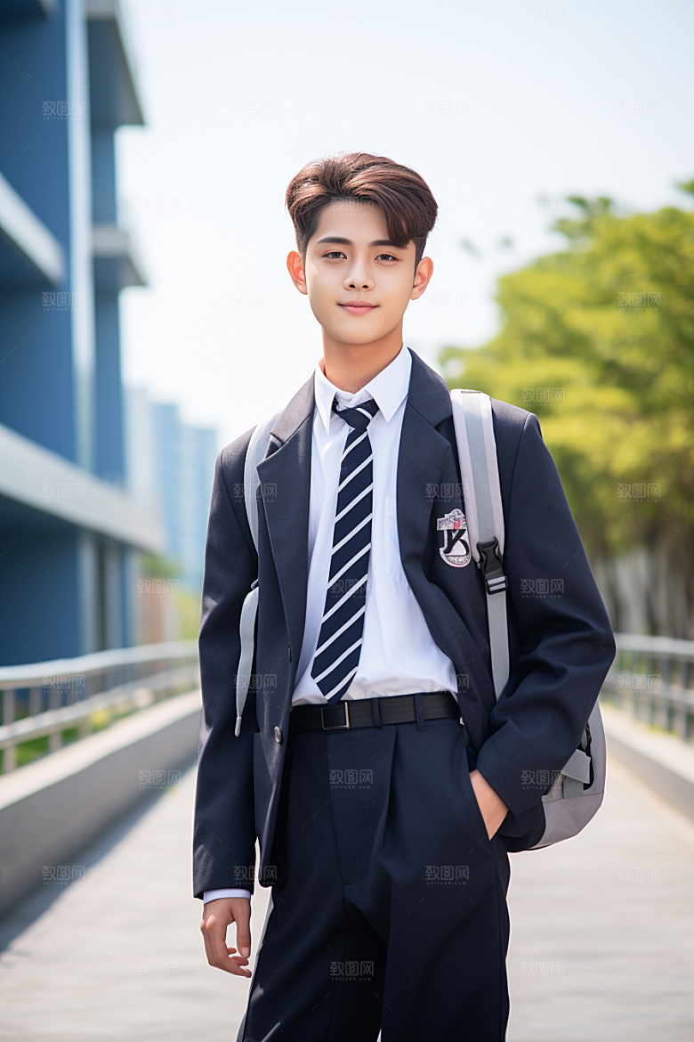 校服人物青少年肖像摄影图
