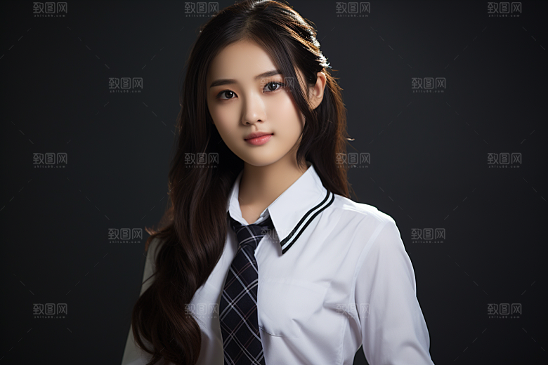 校服人物人像学生摄影图