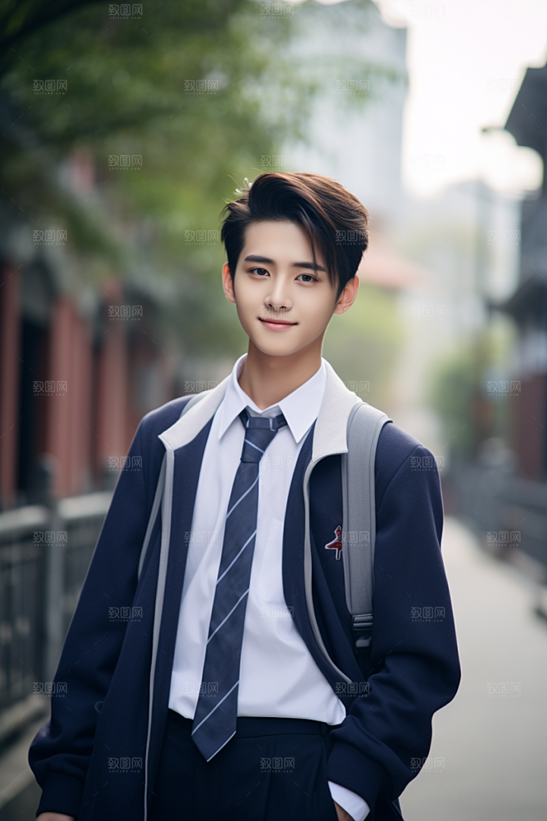 校服人物高清制服摄影图