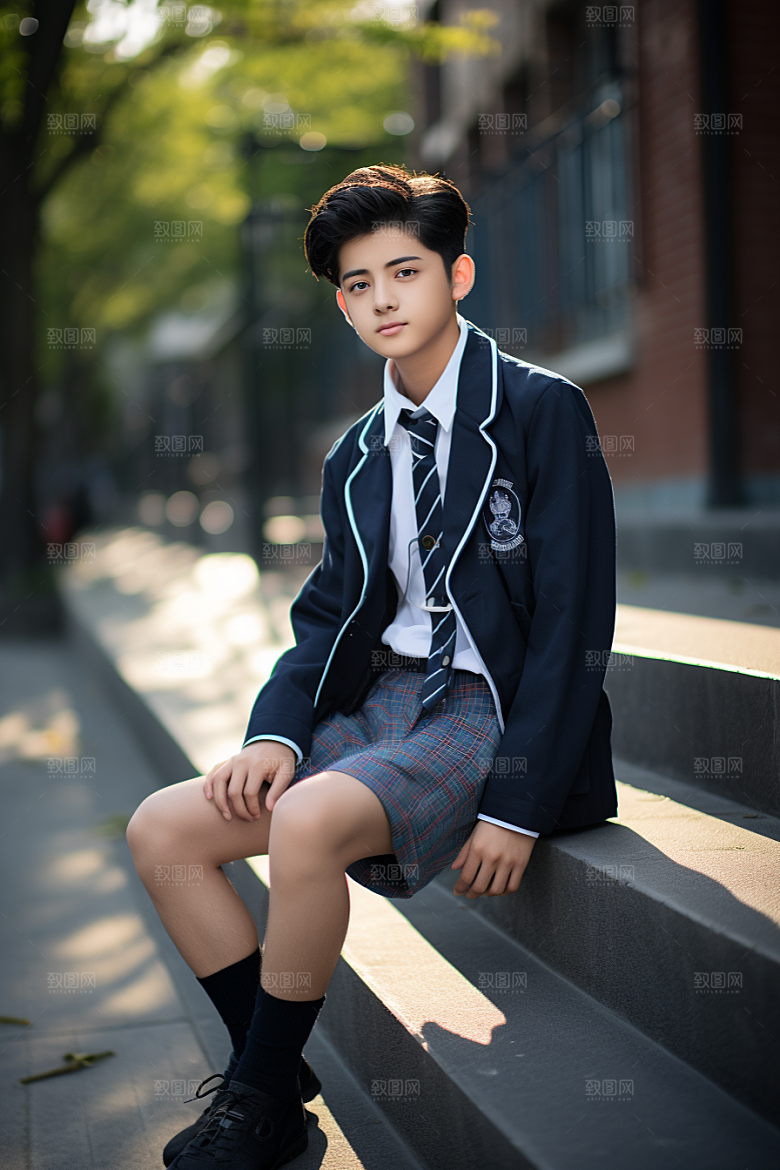 校服人物清新学生摄影图