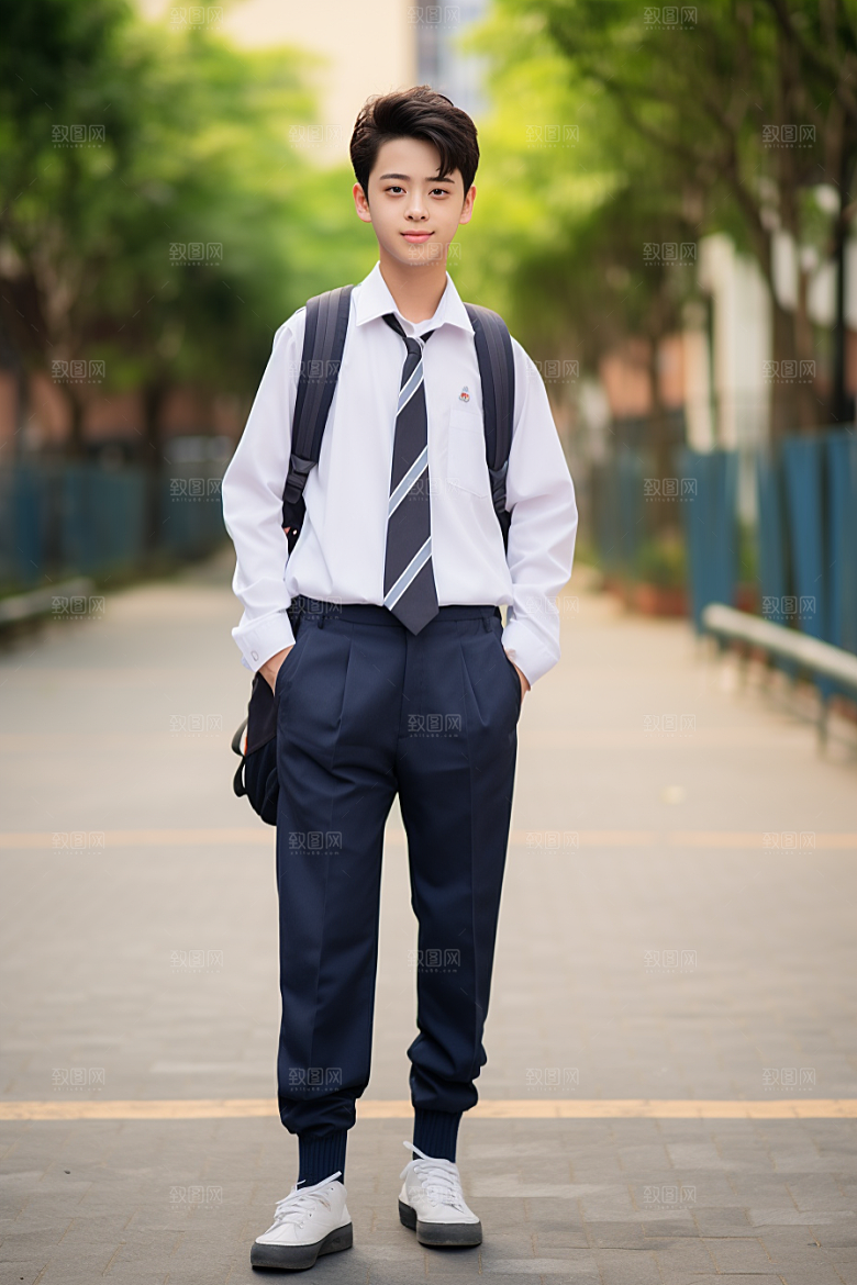校服人物校园高中摄影图
