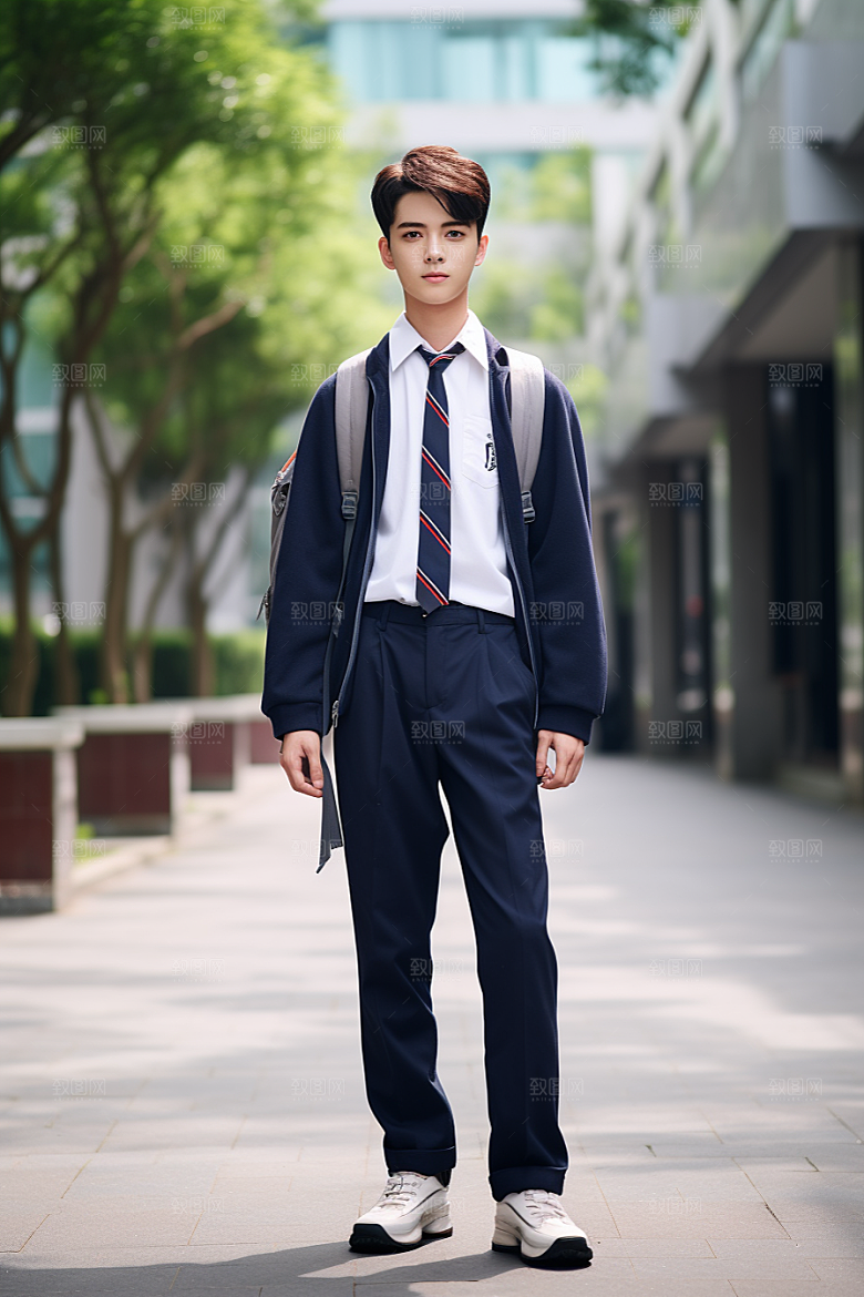 校服人物清新青少年摄影图