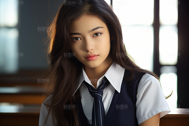 校服人物清新自然摄影图
