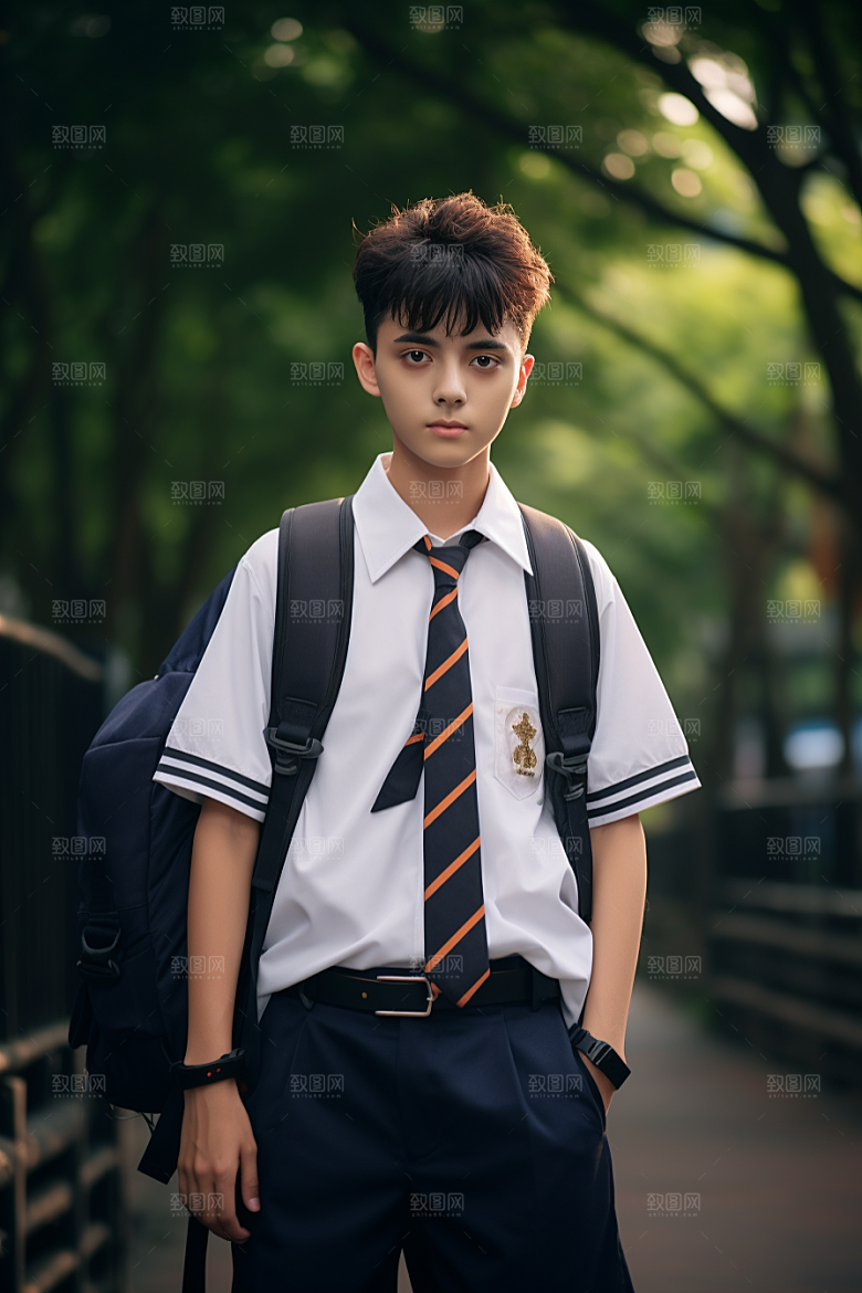 校服人物校园高中摄影图